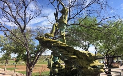 Kid Sculpture Shopping area in the Fountain Hills Park