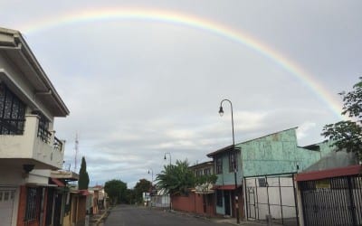 Rainbow outside Hotel Aranjuez/San Jose No one out except those who got up early